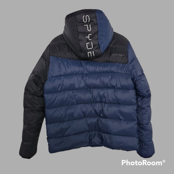 NWOT Spyder Blue and Black Winter Puffer Coat in Medium - Picture 2 of 9